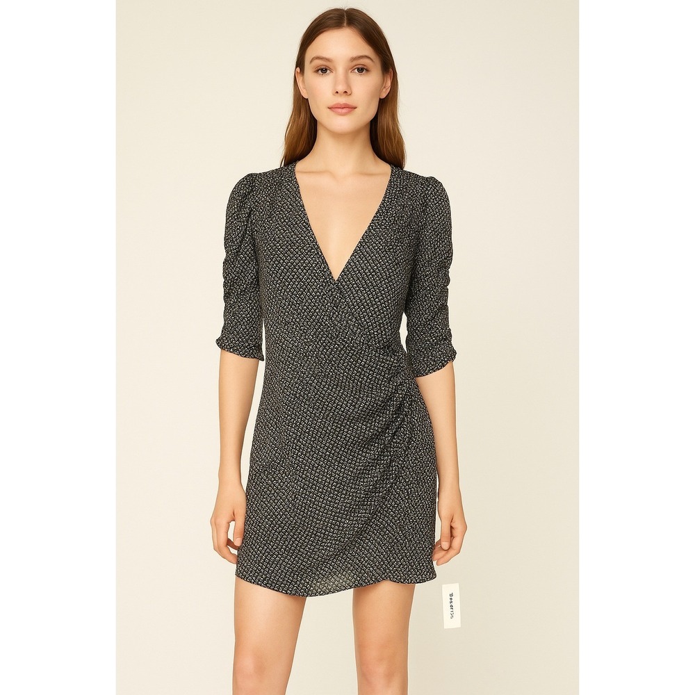Bailey/44‎ Mini Dress 10 Black Star Ruched V-Neck Maya Starry NWT Whimsigoth
